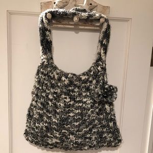 Black & White Boho Knit 🧶 Shoulder Bag